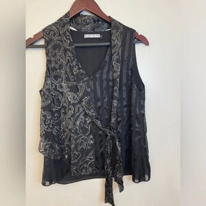 Alice + Olivia||  Striped Print V-Neck Sleeveless Blouse, Like New